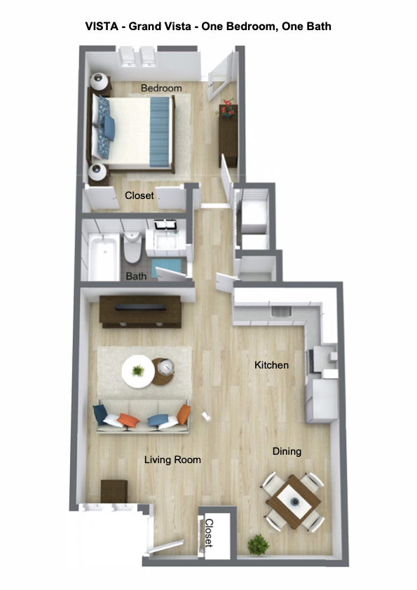 Grand Vista One Bedroom One Bath Floor plan