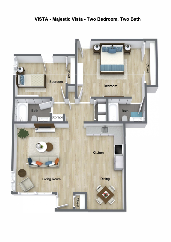 Majestic Vista Two Bedroom Two bath Floor plan