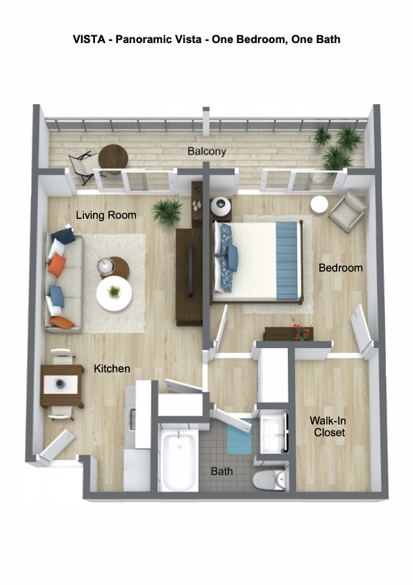 Panoramic Vista One Bedroom One Bath Floor plan